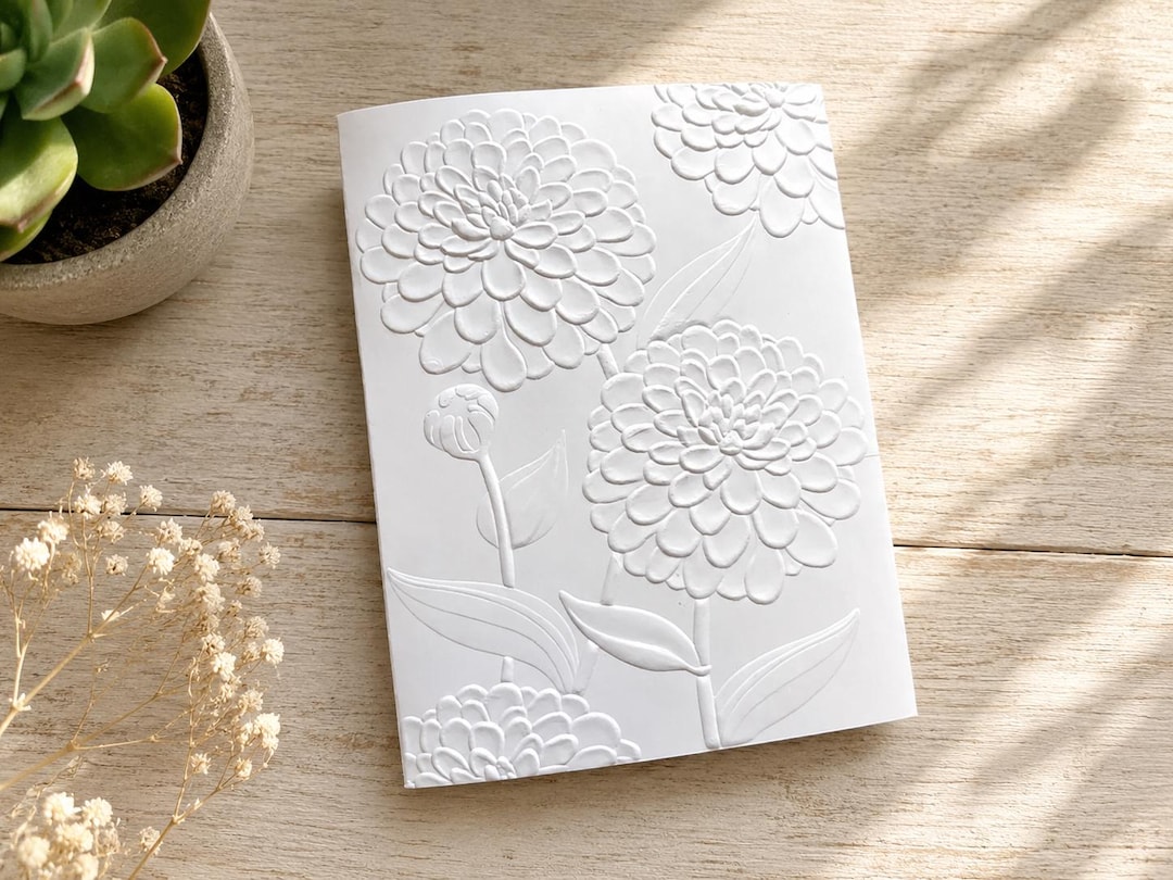 Embossed Floral Greeting Cards: Blank Note Cards, Heavy White Card ...