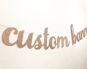 Custom Banner, 3.25" Custom Banner Script, Cursive Custom Banner, Bridal Shower Banner, Custom Glitter Banner, size 3.25" SM