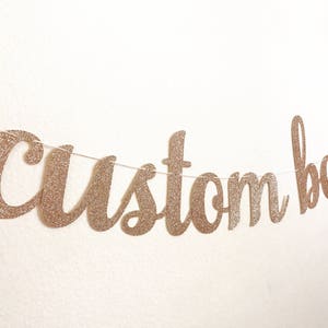 Custom Banner, 3.75&quot; Custom Banner Script, Cursive Custom Banner, Bridal Shower Banner, Custom Glitter Banner, size 3.75&quot; Med