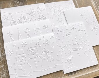 Christmas Cards set, Christmas boxed cards Set, Embossed Christmas Cards, Boxed Christmas Card Set, White Christmas Cards, CHRISTMAS CARDS
