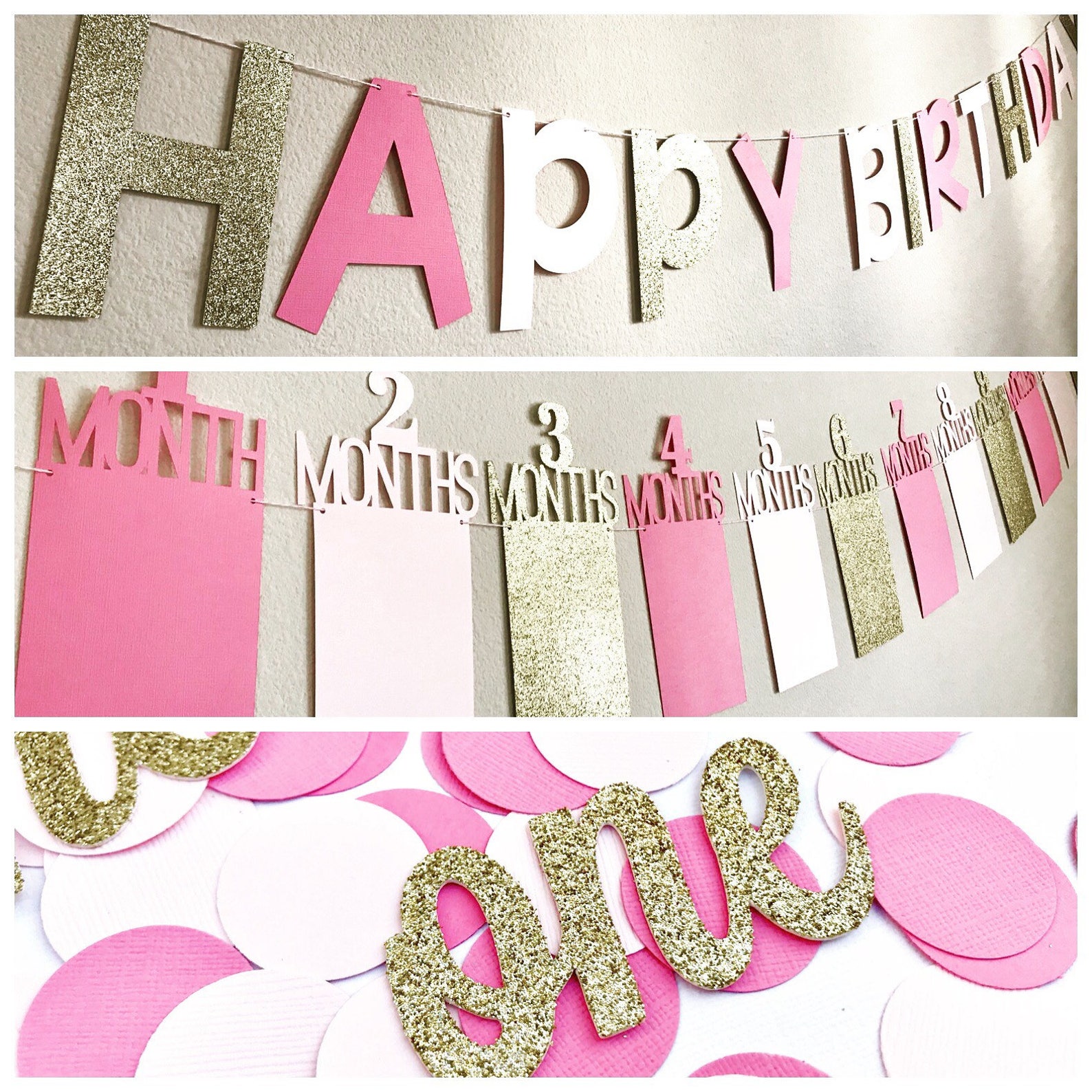 Pink & Gold Birthday Decorations First Birthday Party Etsy