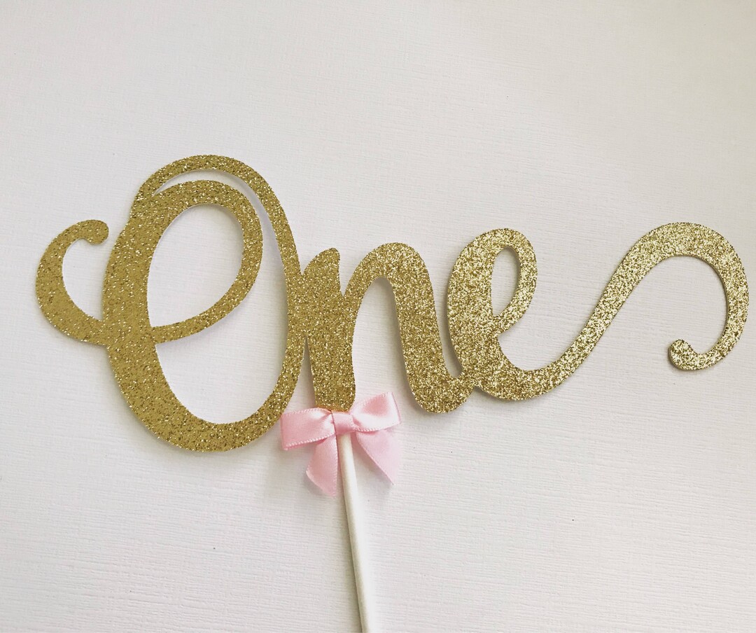 Gold Glitter One Cake Topper: First Birthday Party Decor - Etsy