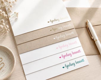 Personalized Gold Foil Note Cards: Custom Stationery Set, SH