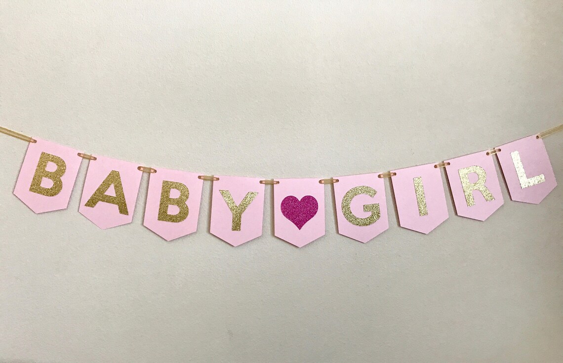 Pink & Gold Baby Shower Banner Girl Baby Shower Banner Baby Etsy