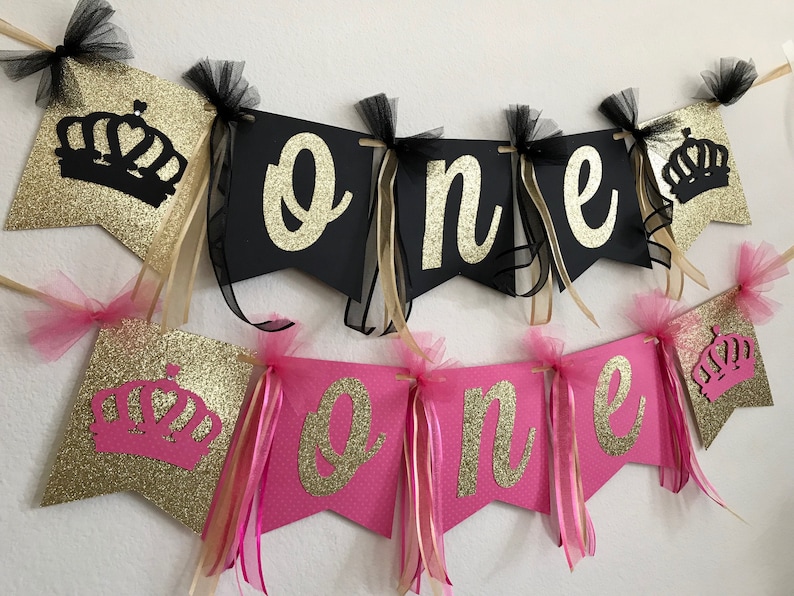 Pink & Gold High Chair Banner, ONE High Chair Banner, First Birthday Banner, Name High Chair Banner, First Birthday Decorations image 10