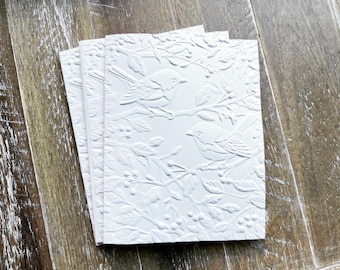 Embossed Greeting Cards, Embossed Cards, Embossed Cards Set, Greeting Cards Boxed Set, Note Card Set, White Cards, BIRDS 2