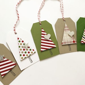 Christmas Gift Tags - Christmas Tree - dimensional sparkle gift tags - gift tags - 10 tags