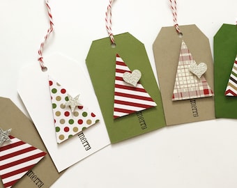 Christmas Gift Tags - Christmas Tree - dimensional sparkle gift tags - gift tags - 10 tags