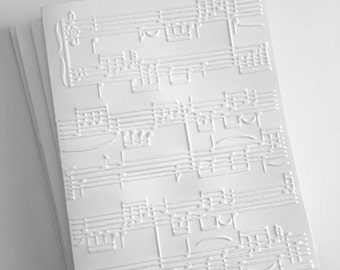 Embossed Music Note Cards, Blank Greeting Cards, Note Cards Set, Embossed Cards, Blank Cards, Note Card Set, White Cards, MUSIC Notes