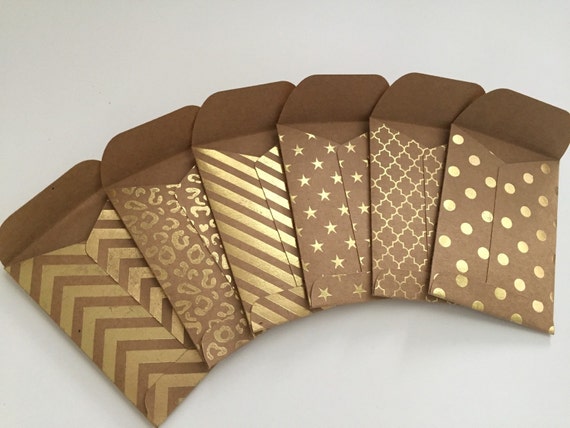 Kraft Envelopes Set Of 12 Mini Envelopes Gift Card Etsy