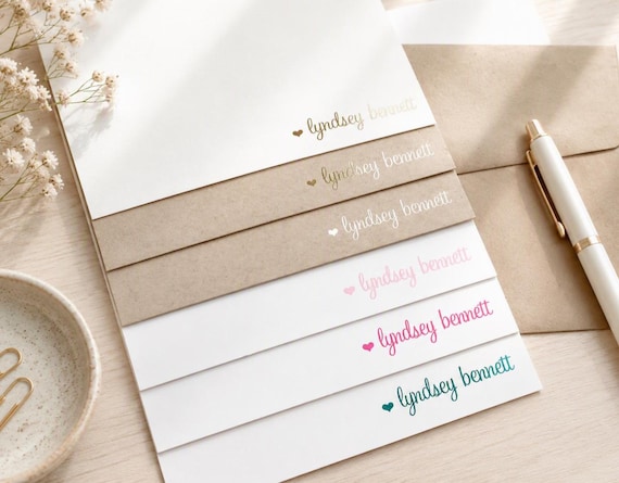 Personalized Foiled Stationery Set: Custom Note Cards with Envelopes, SH