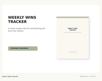 Work Wins Tracker Printable PDF | Weekly Accomplishment Log | Performance Review Prep | Career Achievement Tracker
