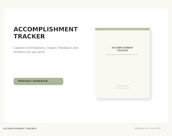 Career Accomplishment Tracker PDF | Work Wins Log | Performance Review & Promotion Prep | Professional Achievement Workbook