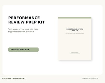 Performance Review Prep Kit PDF | Employee Self Evaluation Workbook | Accomplishment & Career Review Planner