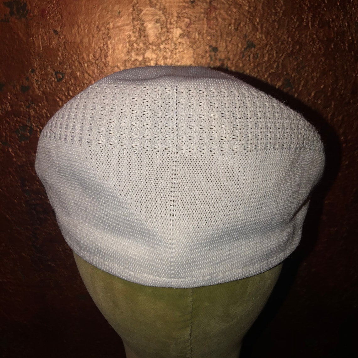Retro White Knit Newsboy Cap Mens Small Etsy