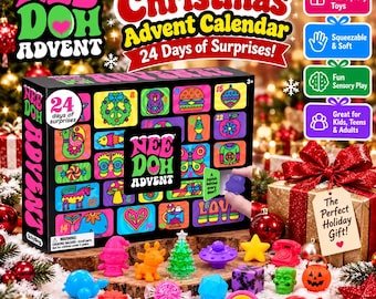 NeeDoh 2026 Advent Calendar, 24 Mini Squishy Toys, Christmas Sensory Gift Box