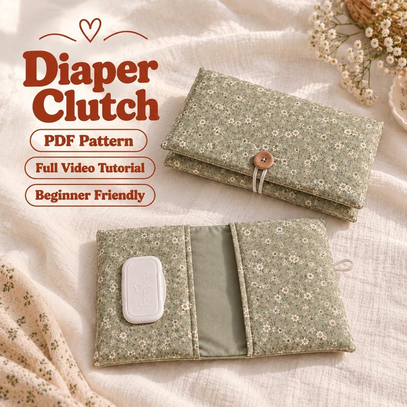 Diaper Clutch Sewing Pattern, Beginner PDF Download, Baby Changing and ...