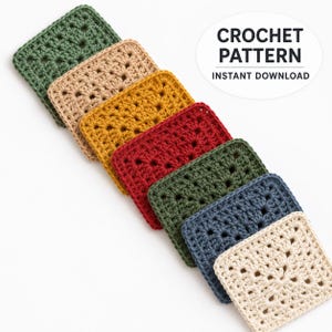 Easy Solid Granny Square Crochet Pattern, Beginner Tutorial (PDF Download)