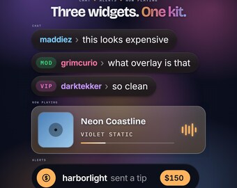Twitch Stream Overlay Bundle | Chat, Alerts, Now Playing Widgets (Instant Download)