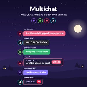 Multistream Chat Widget for OBS, Twitch Kick YouTube TikTok Chat in One Overlay, No StreamElements (Instant Download)
