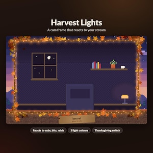 Harvest Lights Fall Webcam Frame, Reactive Thanksgiving Twitch Cam Overlay for OBS, StreamElements