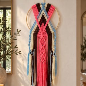 Colorful Macramé Dream Catcher Wall Hanging — Boho Whimsical Home Decor