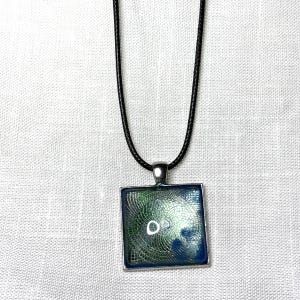 Handmade Resin Jewelry Set, Blue Green Swirl Pendant Necklace, Drop Earrings, Bangle, Ring (Silver Tone) image 5