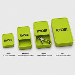 Ryobi-inspirerad förvaringslåda med skjutbart lock, skruvhållare i 4 storlekar - Borrlåda