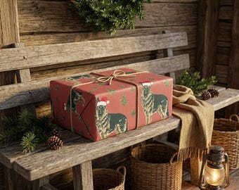 Sable German Shepherd Claus Christmas Wrapping Paper, German Shepherd Dog Gift Wrap, Cute Holiday Pet Gift Packaging, Christmas Paper