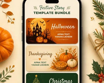 Meer dan 500 Instagram Story-sjablonen voor festivals | Halloween, Kerstmis, Thanksgiving (bewerkbaar via Canvas)