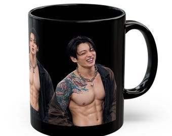 JK Mug, Korean Pop Inspired Mug, Ceramic Coffee Cup, Cute Aesthetic Mug, Kpop Fan Coffee Mug Gift, Trendy Drinkware