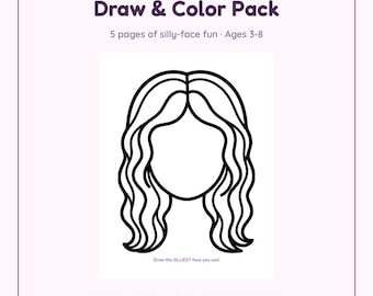 Draw Your Own Face Printable for Kids, Funny Faces Drawing and Coloring Pages, Emotions Activity Preschool, PDF Ages 3-8