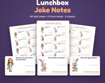 Lunchbox Notes for Kids Printable, 40 Funny Jokes and 8 Love Notes, Lunch Box Cards School Kids, Cut and Fold PDF