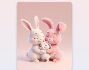 Bunny Nursery Wall Art Bundle, 9 Pastel Bunny Prints Girl Nursery Playroom Decor, Rabbit Storybook Art Set, Digital Download