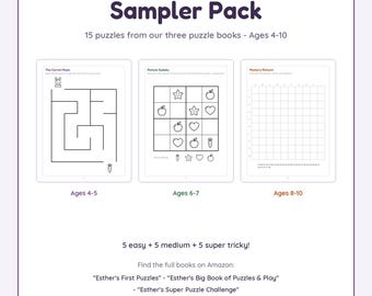 Kids Puzzle Printable Book, 15 Mazes Word Search Picture Sudoku, Easy to Tricky Activity Pages Ages 4-10, Travel Quiet Time PDF