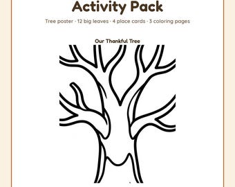 Thankful Tree Printable, Thanksgiving Activity for Kids, Gratitude Craft with Write On Leaves, Family Tradition, PDF Download