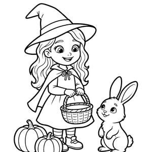 Halloween målarbilder för barn, inte läskiga utskrivbara målarbilder för småbarn i förskolan, söt kanin pumpa spöke, PDF för åldrar 3-8 bild 5