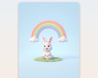 Bunny Nursery Wall Art Set of 3, Garden Bunny Prints Kids Room Decor, Rabbit Flowers Storybook Art, Digital Download