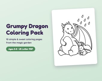 Dragon Coloring Pages for Kids, Cute Dragon and Bunny Printable Coloring Pack, 10 Easy Toddler Coloring Sheets PDF, Ages 3-8