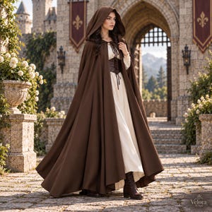 Medieval Cloak, Full-Length Pointed Hood Fantasy Cape for Renaissance Cosplay