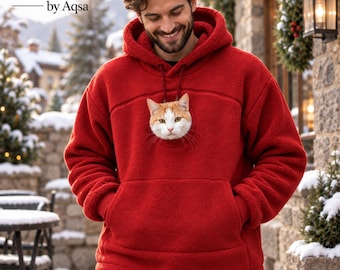 Sudadera con capucha para transportar mascotas, bolsa tipo canguro de forro polar para gatos y perros pequeños.