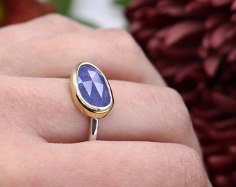 Tanzanite Ring Handmade with 18k Gold and Sterling Silver