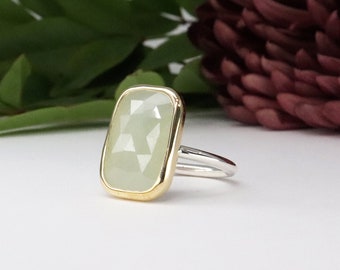 Pastel Yellow Sapphire Ring Handmade with 18k Gold and Sterling Silver