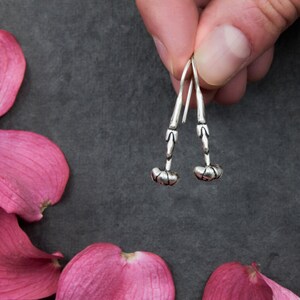 Dogwood Branch Earrings Handmade with Oxidized Sterling Silver