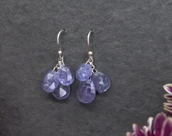 Tanzanite Cascading Earrings - Handmade with Sterling Silver
