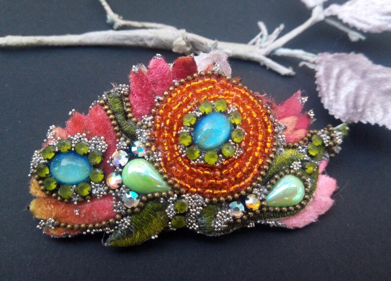 barrette hair jewelry large barrette fancy barrette hair accessory Hair jewelry SPRING DREAM beaded barrette