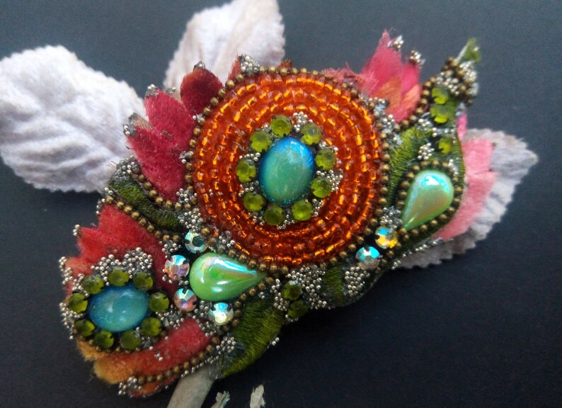 barrette hair jewelry large barrette fancy barrette hair accessory Hair jewelry SPRING DREAM beaded barrette