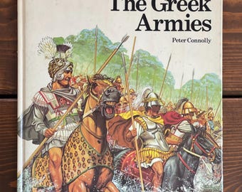 Vintage 1977 Het boek 'De Griekse legers' van Peter Connolly, geïllustreerde militaire geschiedenis.