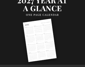 Calendario 2027 in sintesi / PDF minimalista di una pagina (A4 + US Letter)