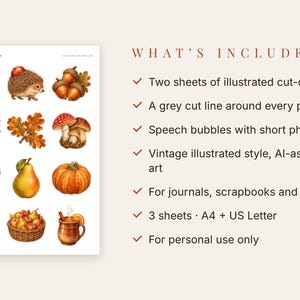 Recortes de otoño para imprimir, efímeros de otoño para diario creativo, recortes vintage imagen 3